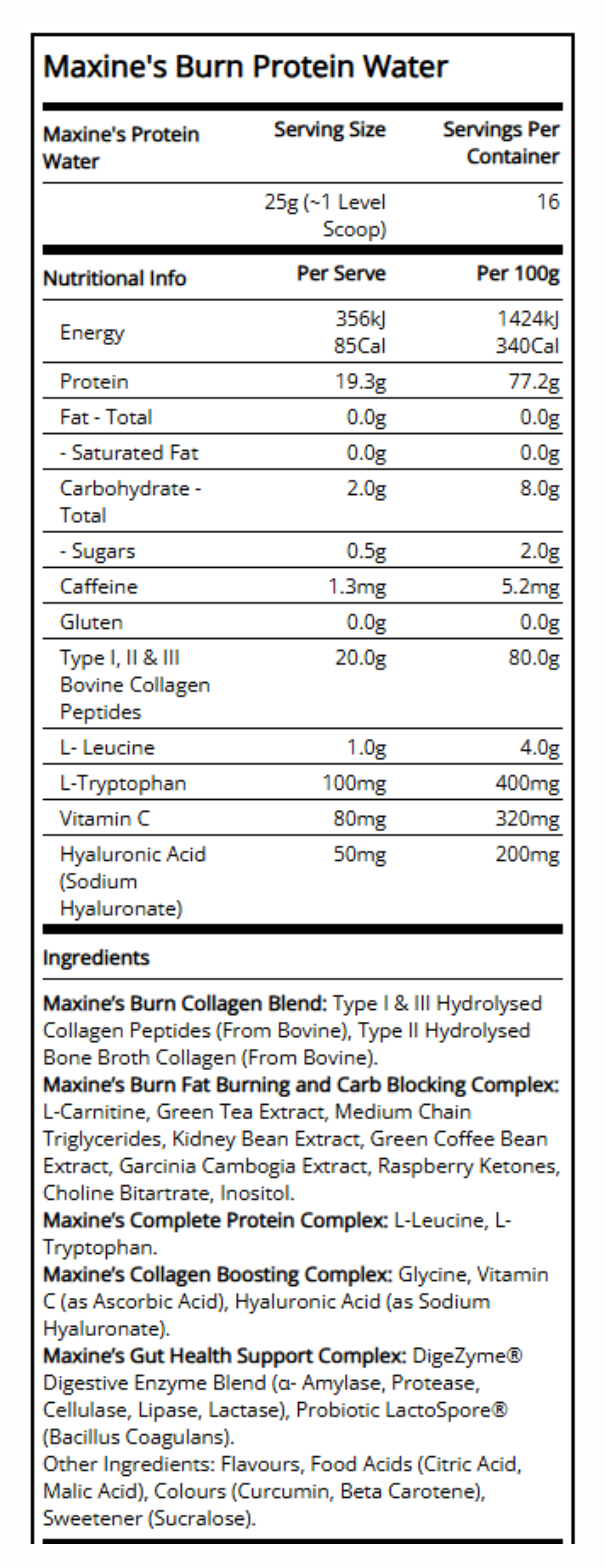 BURN PROTEIN WATER by MAXINE'S