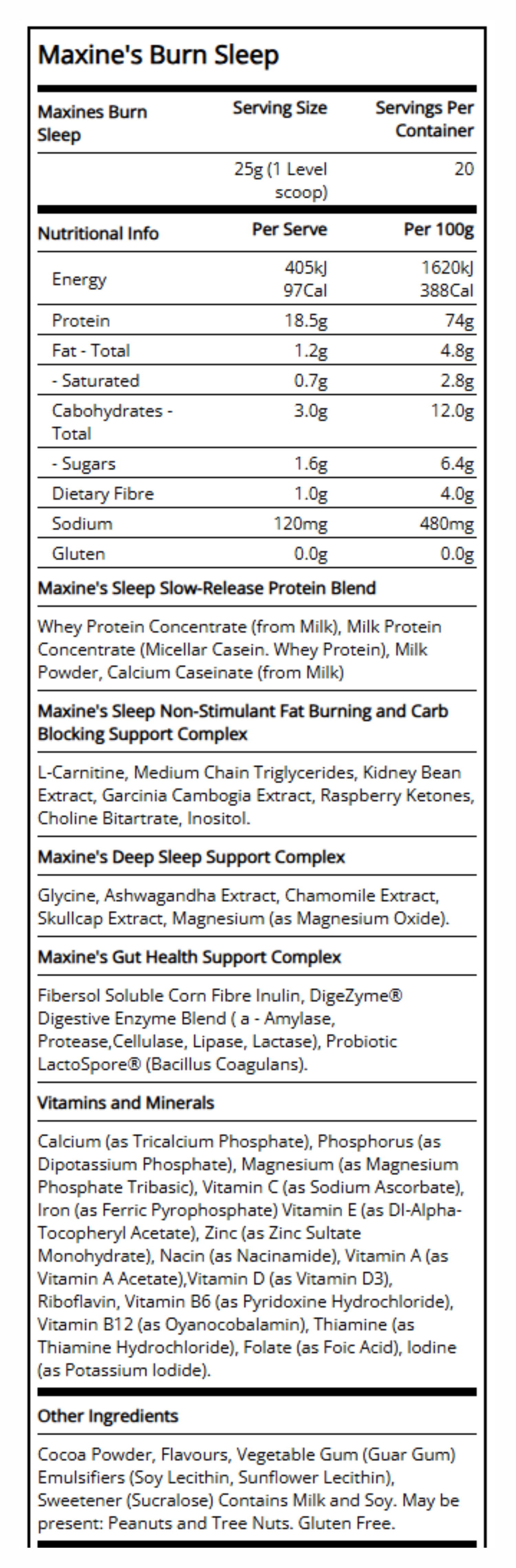 BURN SLEEP PROTEIN by MAXINE'S