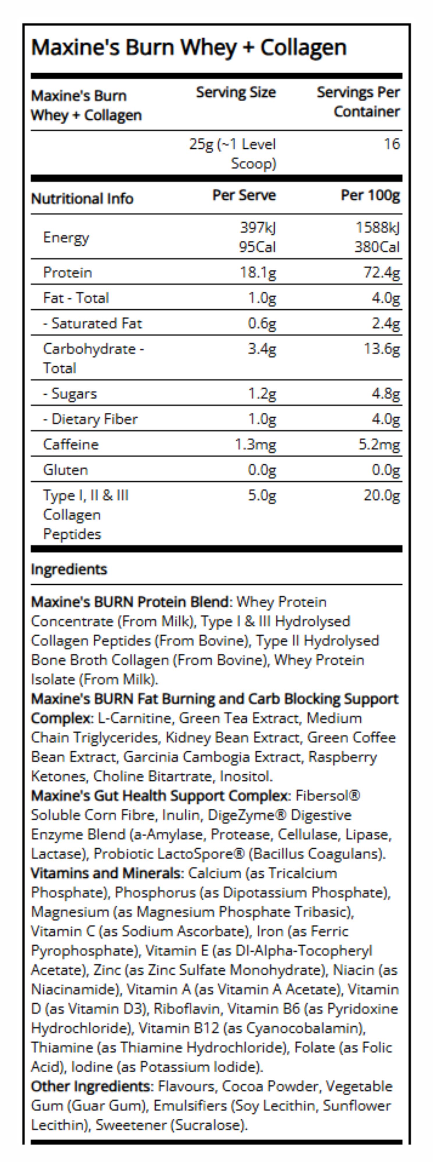 BURN WHEY + COLLAGEN PROTEIN by MAXINE'S