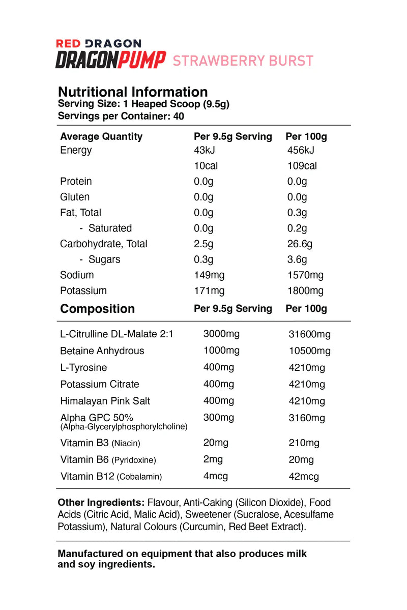 DRAGON PUMP NON-STIM PRE-WORKOUT by RED DRAGON