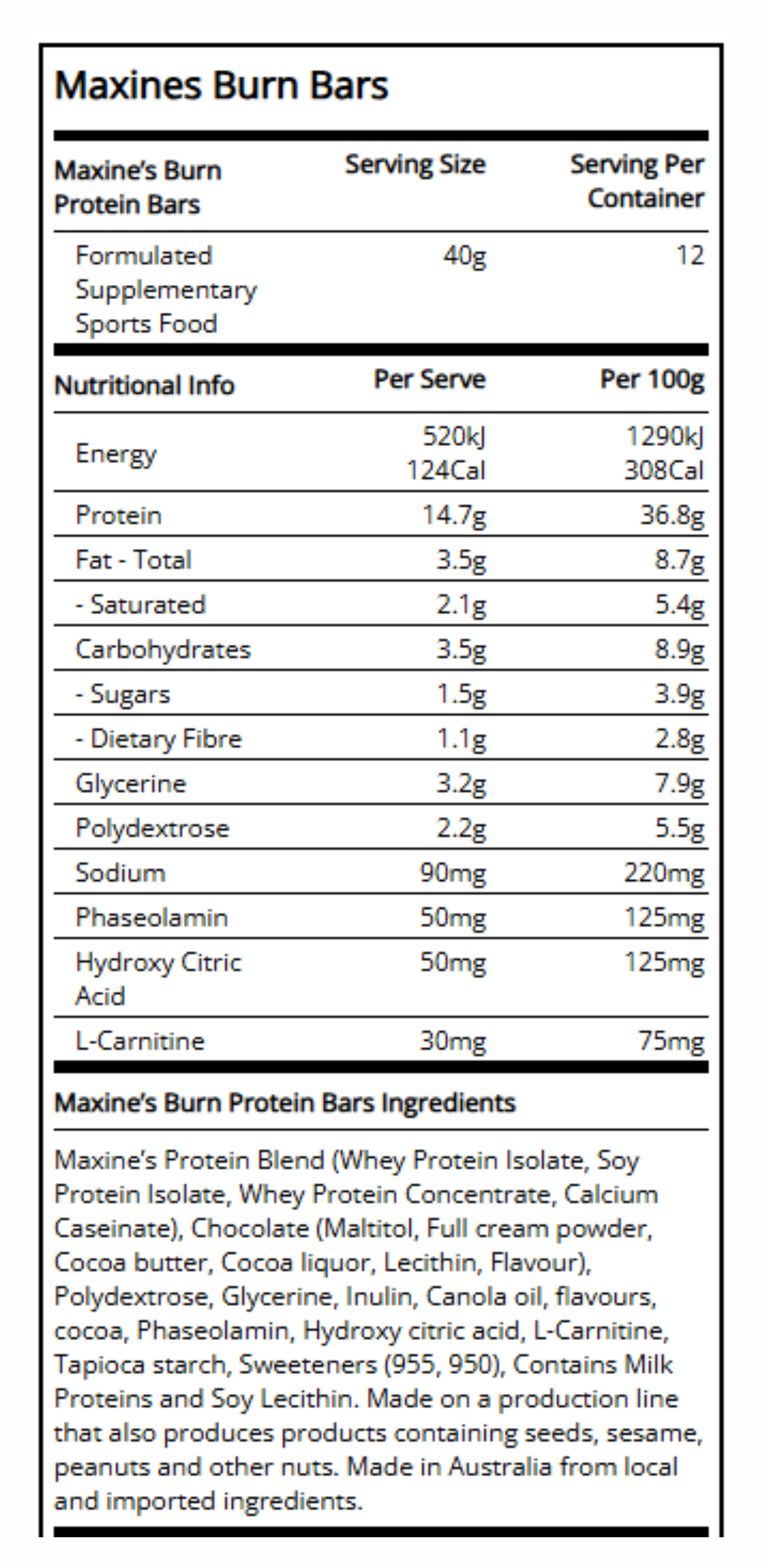 BURN BARS by MAXINE'S