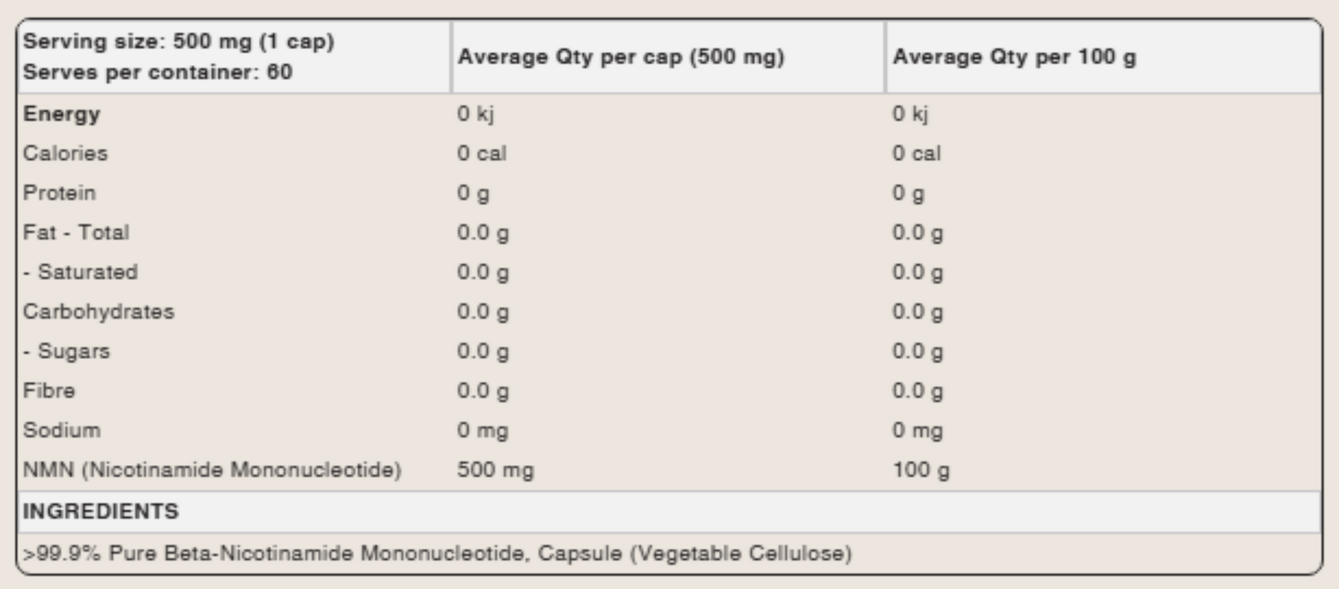 NMN BETA NICOTINAMIDE MONONUCLEOTIDE 500mg by SWITCH NUTRITION