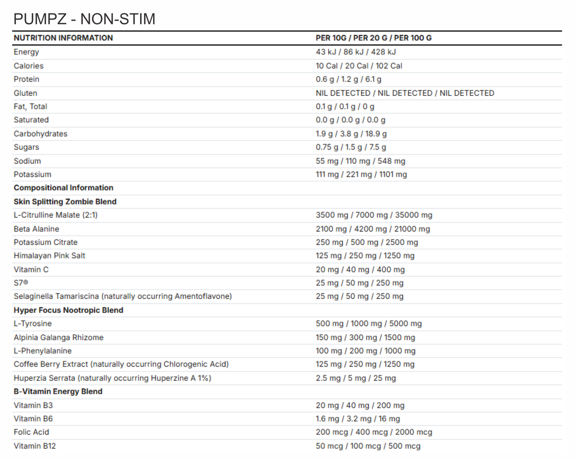 PUMPZ NON-STIM PRE-WORKOUT by ZOMBIE LABS