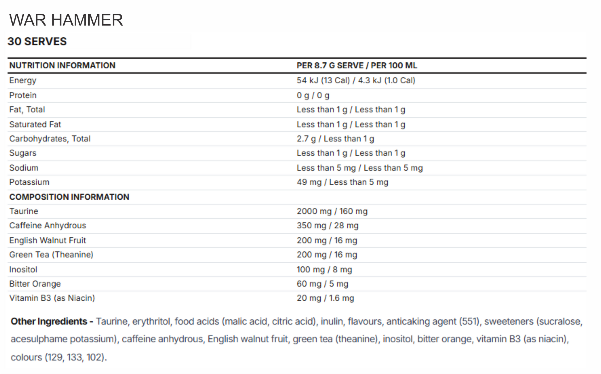 WAR HAMMER by INTERNATIONAL PROTEIN
